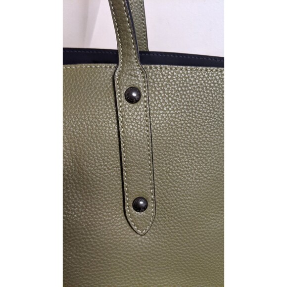 Coach Large Market Tote Pebbled Leather Army Green Turn Lock #F58849 EXCELLENT! - Picture 7 of 14